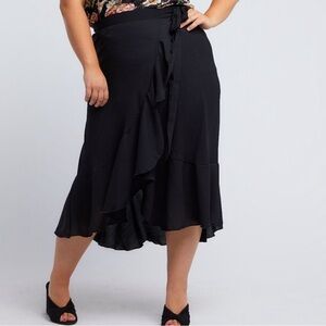 Piphany Valencia Asymmetrical Wrap Black Skirt